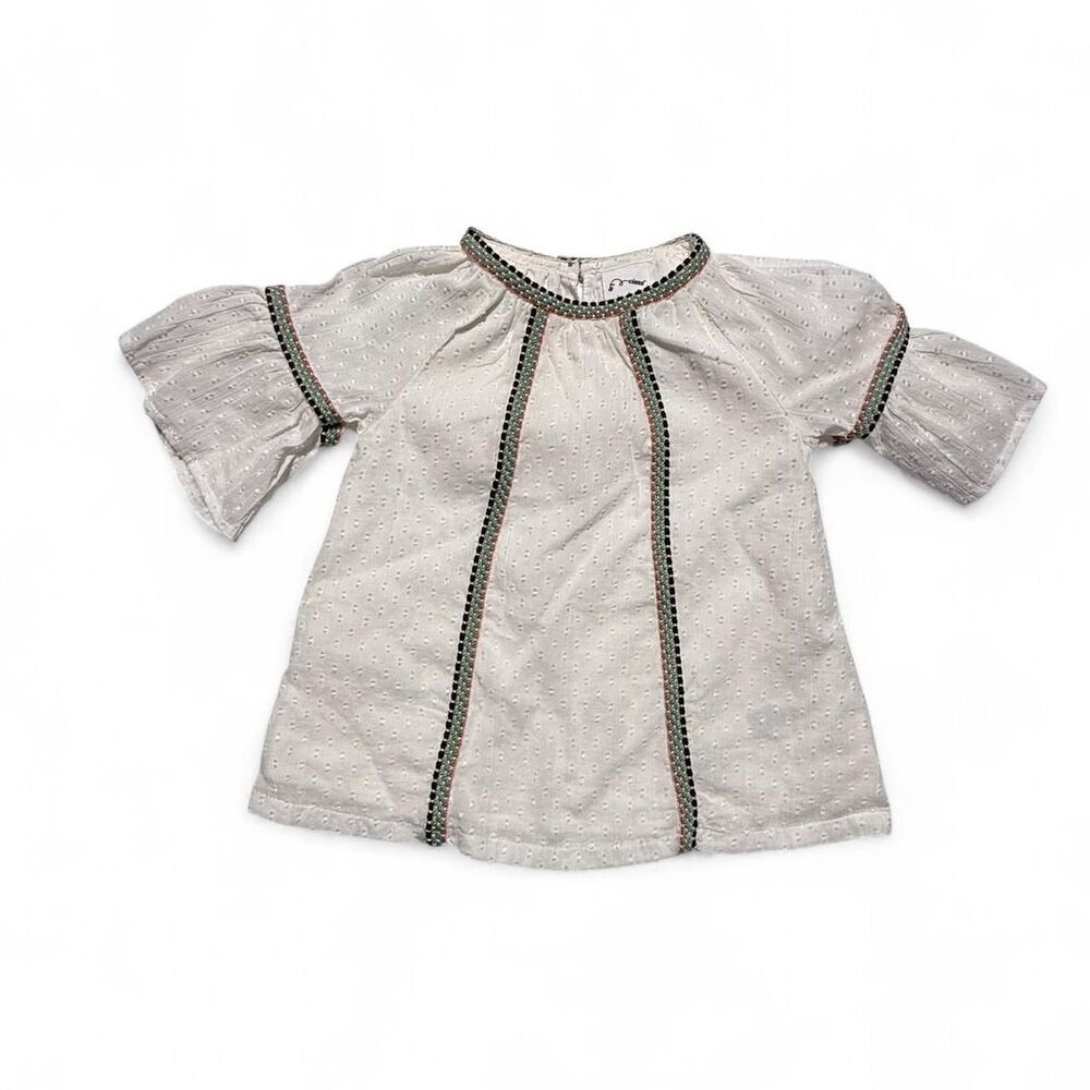 Art Class Toddler Girl White Swiss Dot Embroidered Boho Blouse 3T‎